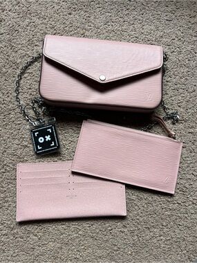 Louis Vuitton Pink Epi Leather Crossbody with Chain Strap and Pouch